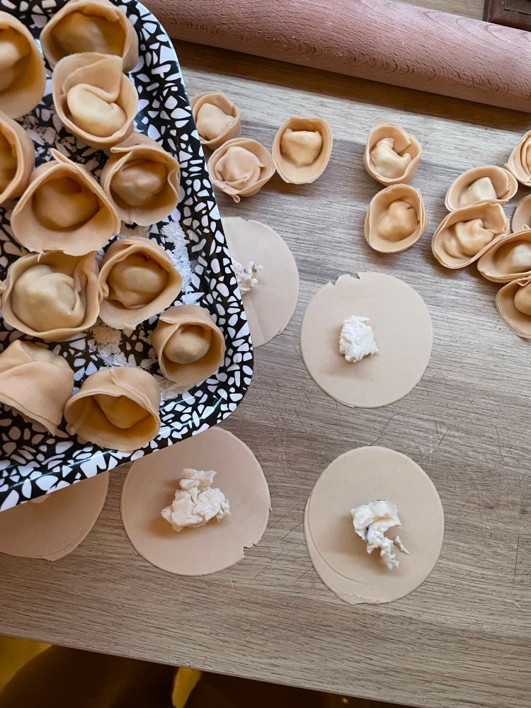 Raviolis gorgonzola en cours de confection 