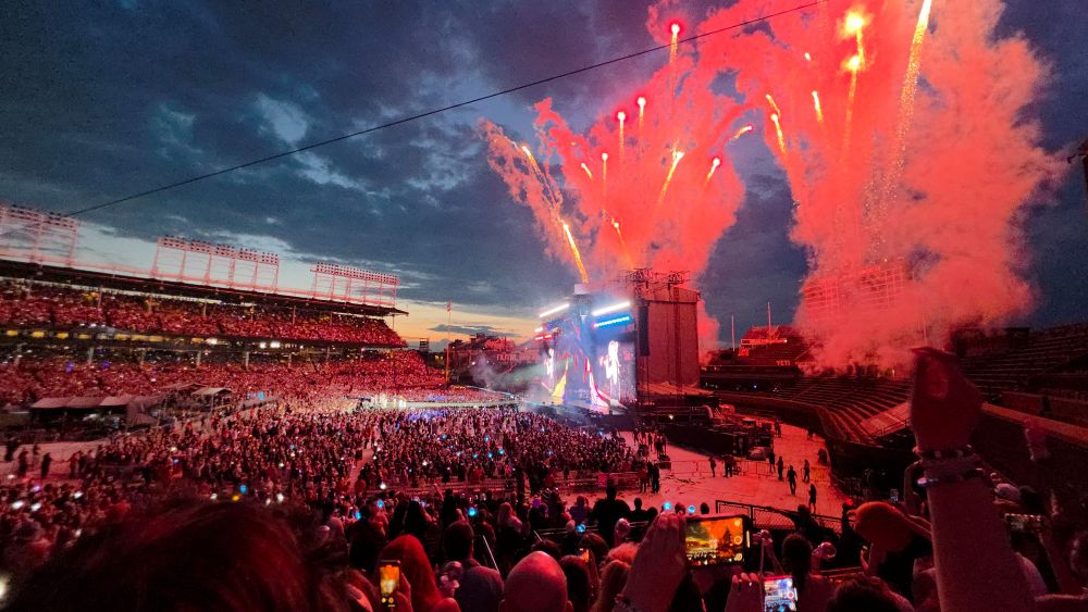 Shot of the concert with fireworks