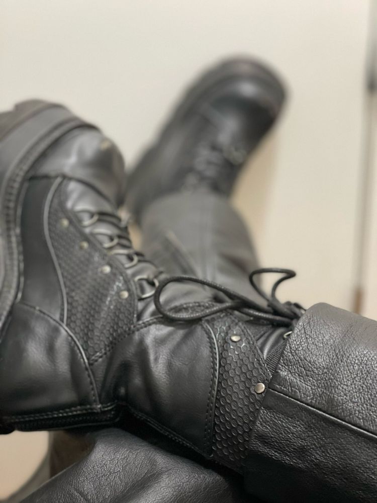 Leather boots and leather pants