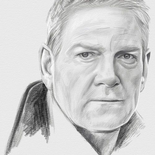 A small ketch of Kenneth Branagh.
