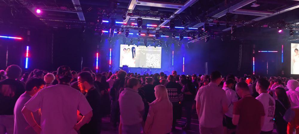 view from the rear of standing room area at the hitsujibungaku concert at Sakura-Con