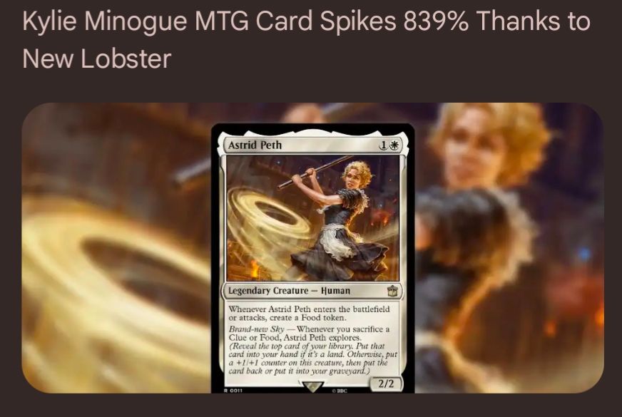 Kylie Minogue MTG Card Spikes 839% Thanks to New Lobster