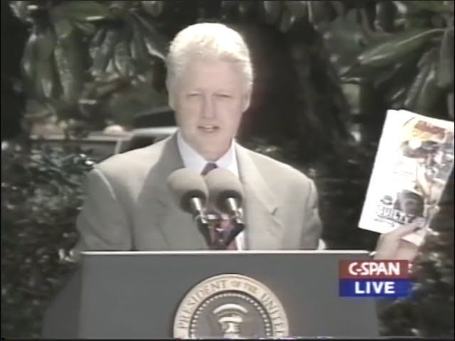 Bill Clinton on C-Span in 1999 holding up a magazine ad for Guilty Gear