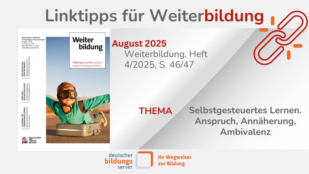 Sharepic zu den Linktipps für die Zeitschrift Weiterbildung mit Abbildung des Covers 