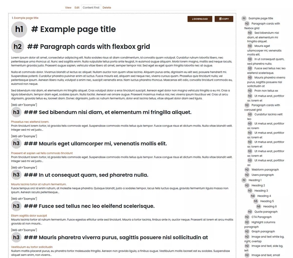 Screenshot of the Content First module in action