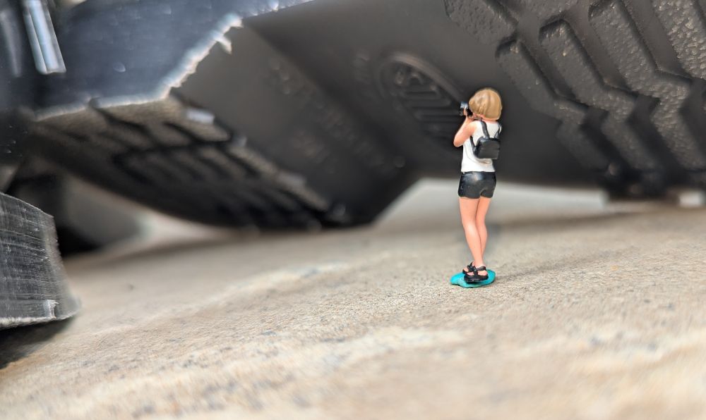 The tiny photographer takes a picture of the inside of my boot sole.