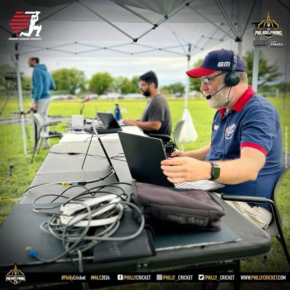 Brian commentating cricket. 
