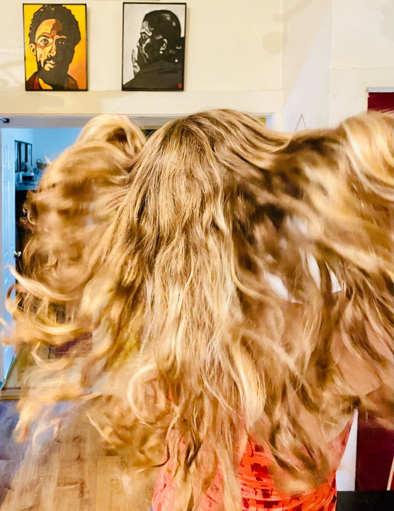 A copious amount of blonde hair