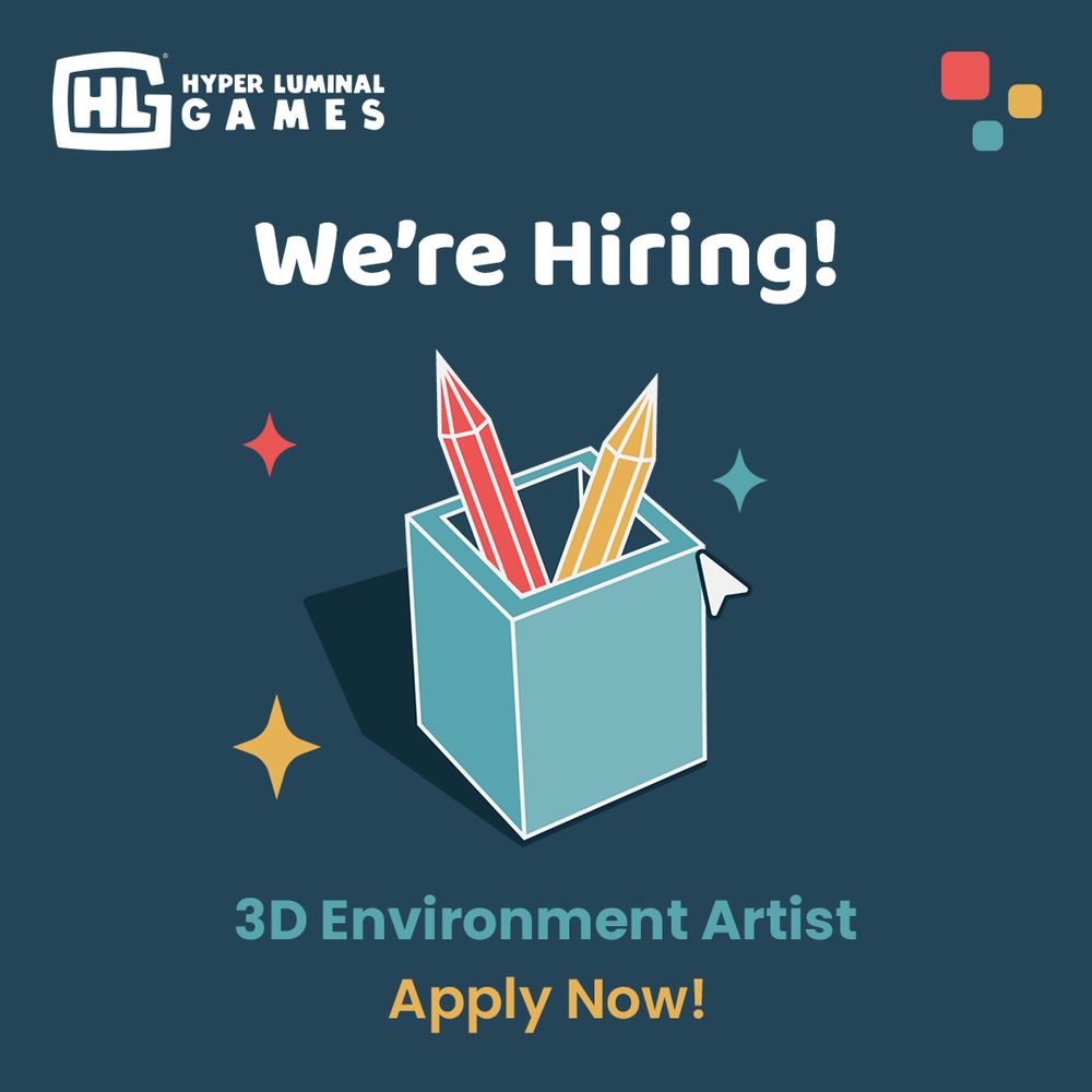 Graphic promoting Hyper Luminal Games hiring for a 3D Environment Artist.