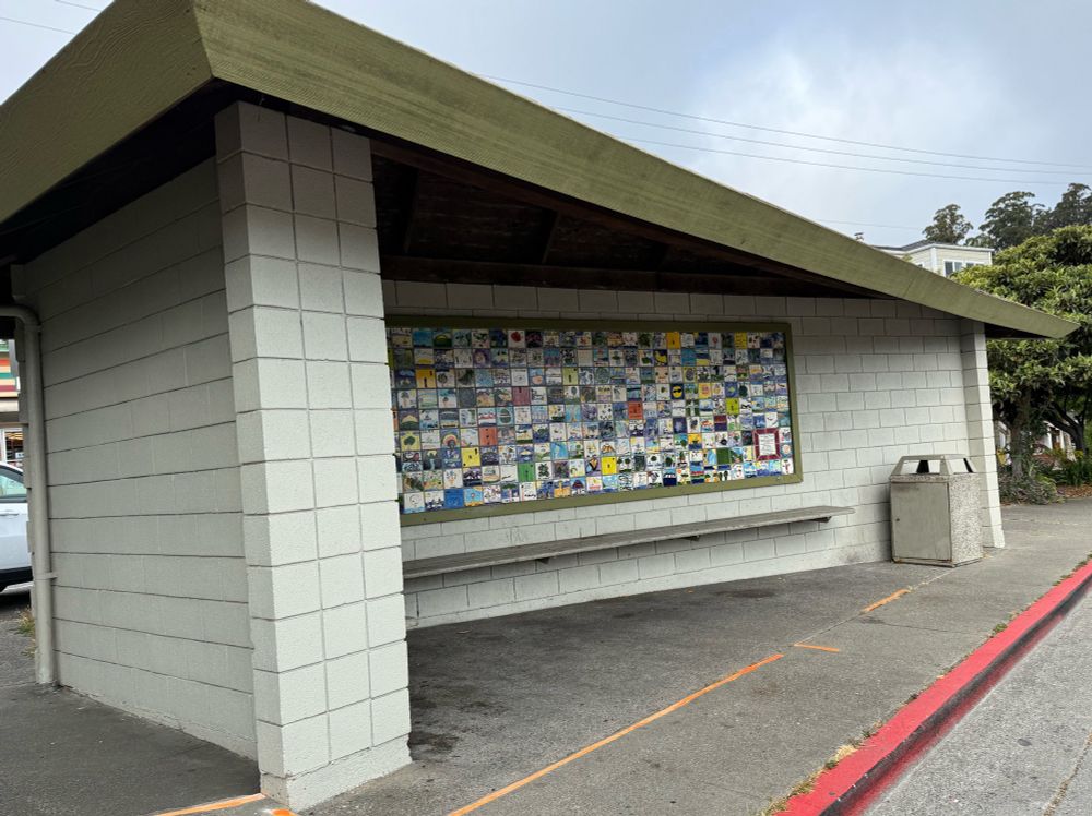 Triangular tile bus stop