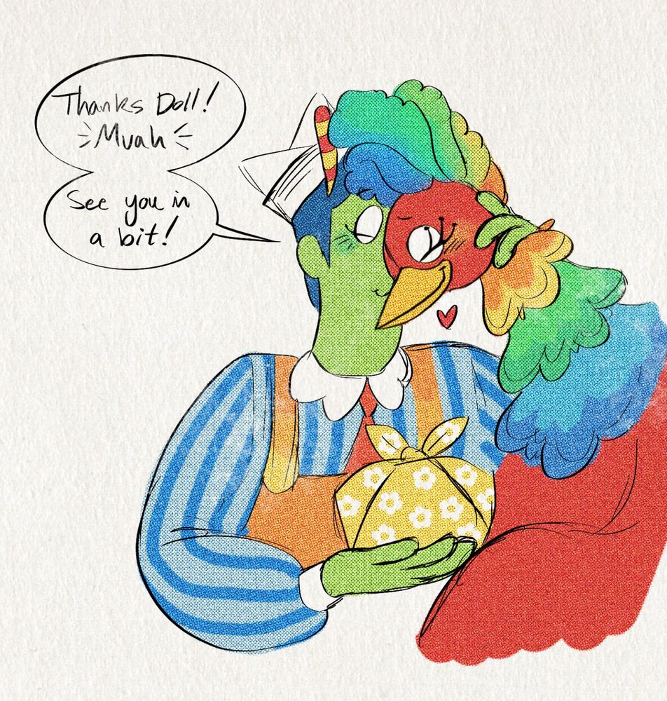 Howdie's speech bubble reads:
"Thanks, doll!" *Muah* "See you in a bit!"