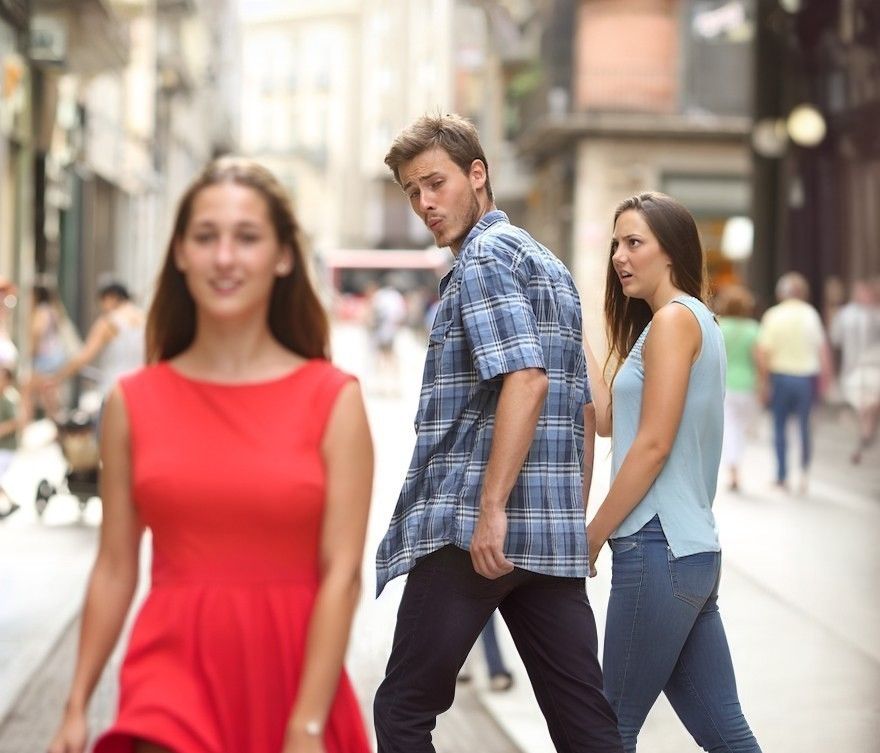 The Distracted Boyfriend meme