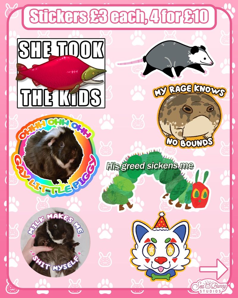 A display showing off a range of stickers available to buy 