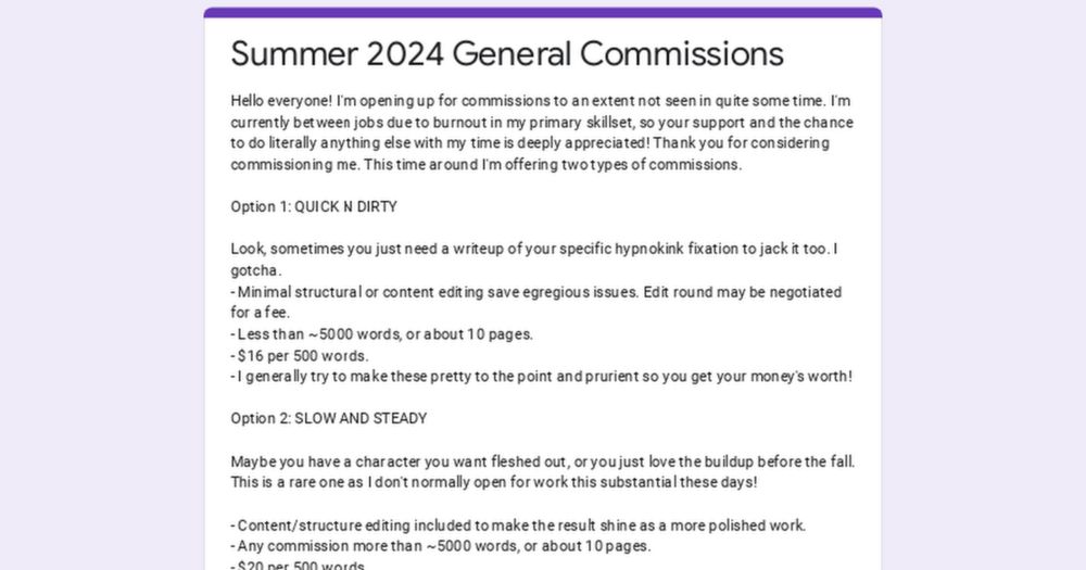 Summer 2024 General Commissions