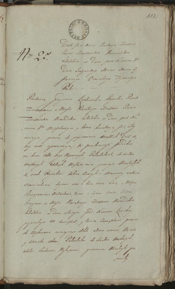 The beginning of a prenuptial agreement in Polish from 1830, which has my relatives in it.