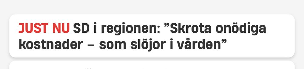 SD i regionen: skrota onödiga kostnader - som slöjor i värden