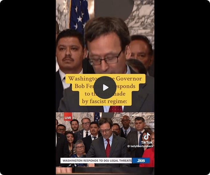 Governor Bob Ferguson of Washington state responds to Bondi’s fascist demands.