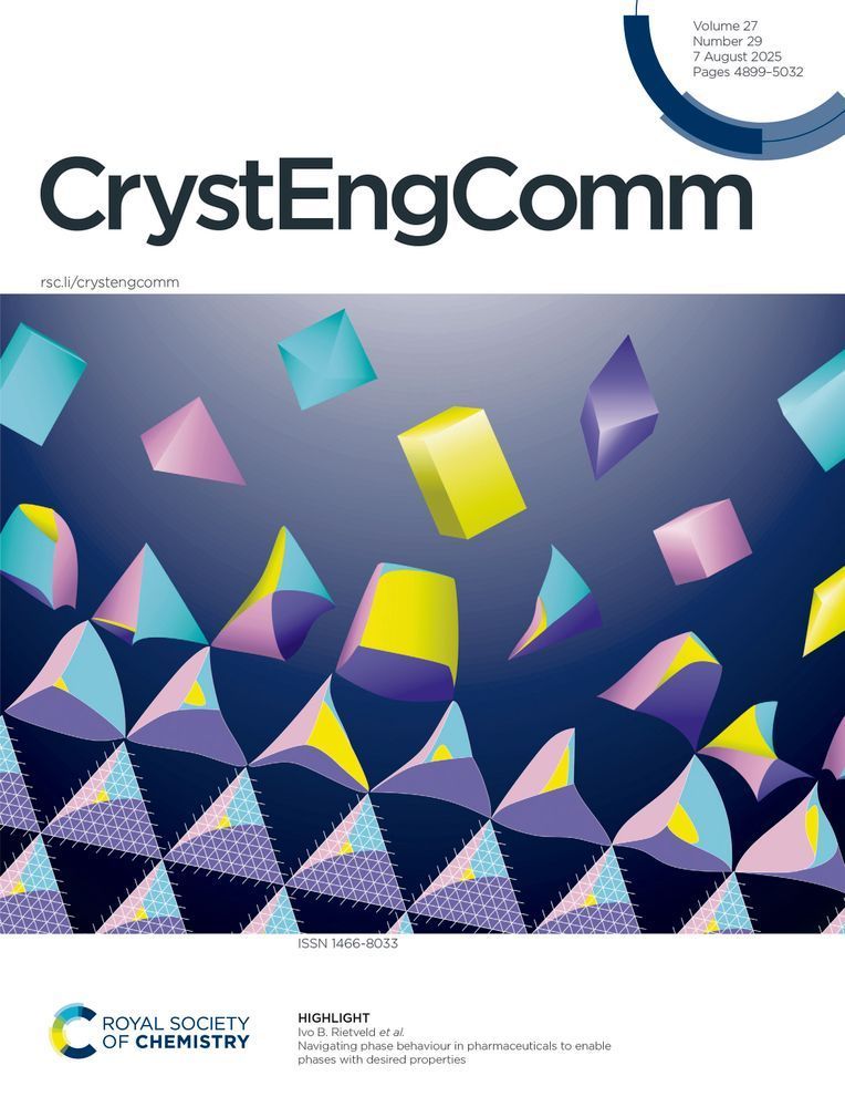 CrystEngComm front cover for vol 27, issue 29.
