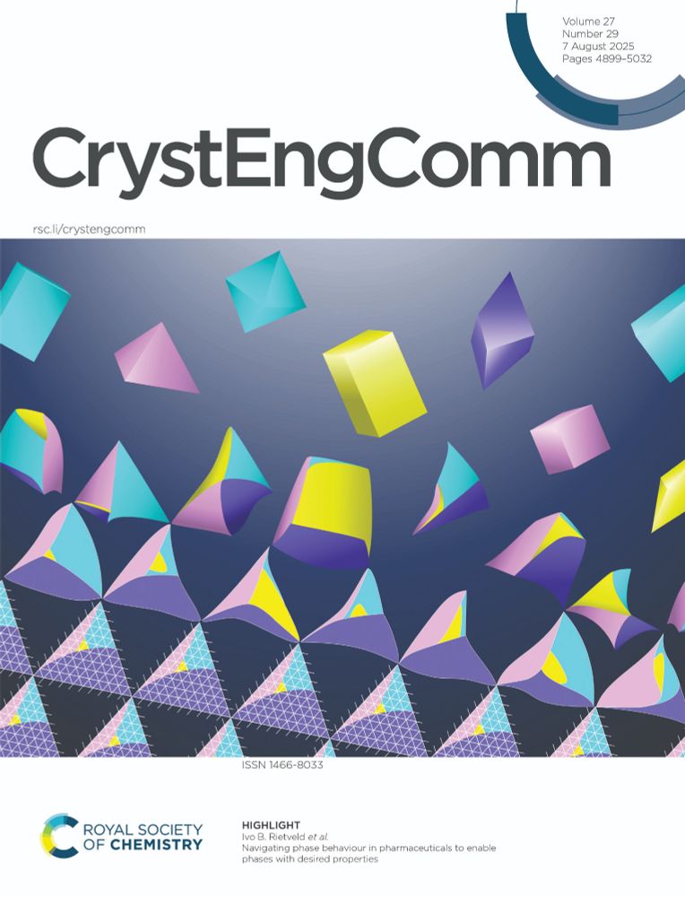 CrystEngComm front cover for vol 27, issue 29.