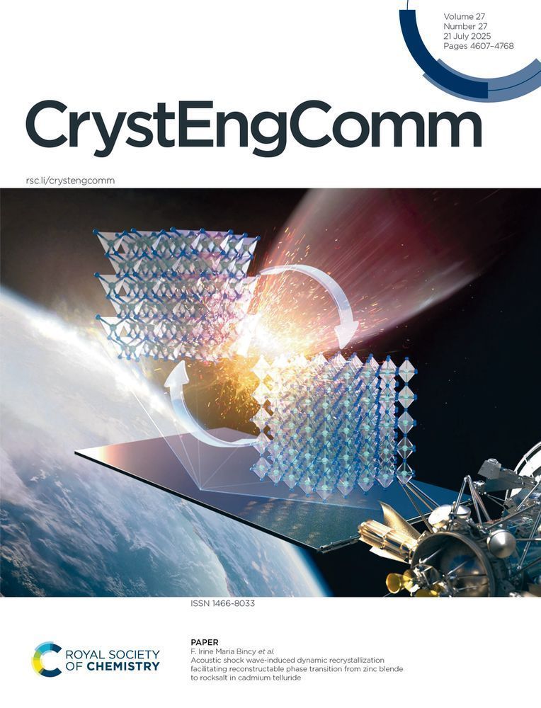 CrystEngComm  front cover for vol 27, issue 27.