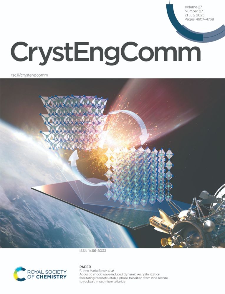 CrystEngComm  front cover for vol 27, issue 27.