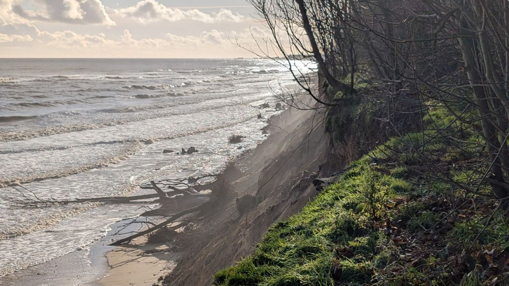 Coastal erosion at Easton Woods in Suffolk.