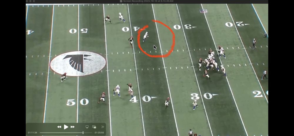 Josh took off when he had time to find this open receiver. If he could have broken a tackle he had some daylight...but he didn't. 