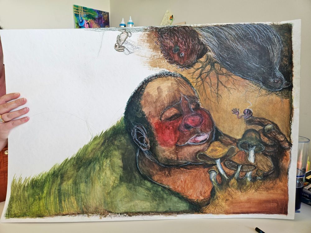 My unfinished drawing of the Earth from Art Therapy.