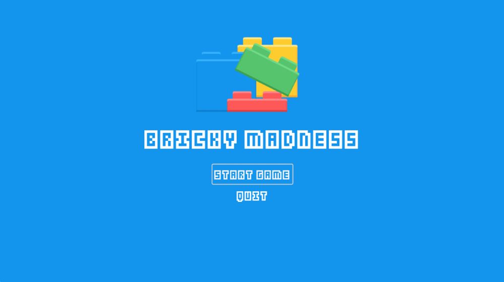 A Main Menu for a game called Bricky Madness