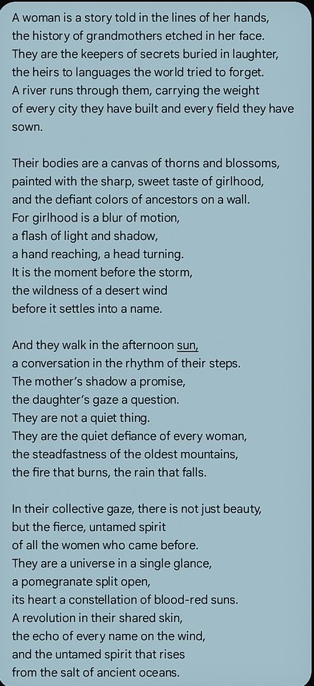 A poem about womanhood and girlhood 