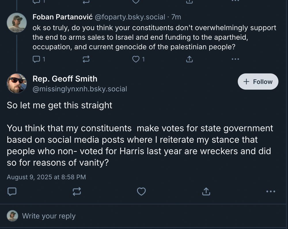 New Hampshire rep Geoff Smith thinks his constituents dont care about genocide, and instead doubles down on his blame of voters