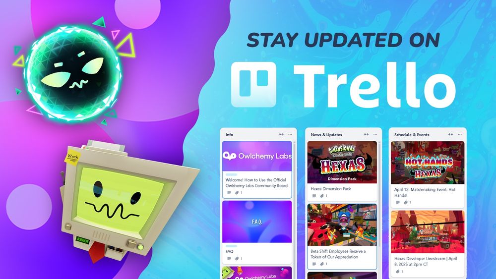 Image of ALICE and JobBot with "Stay Updated on Trello" written