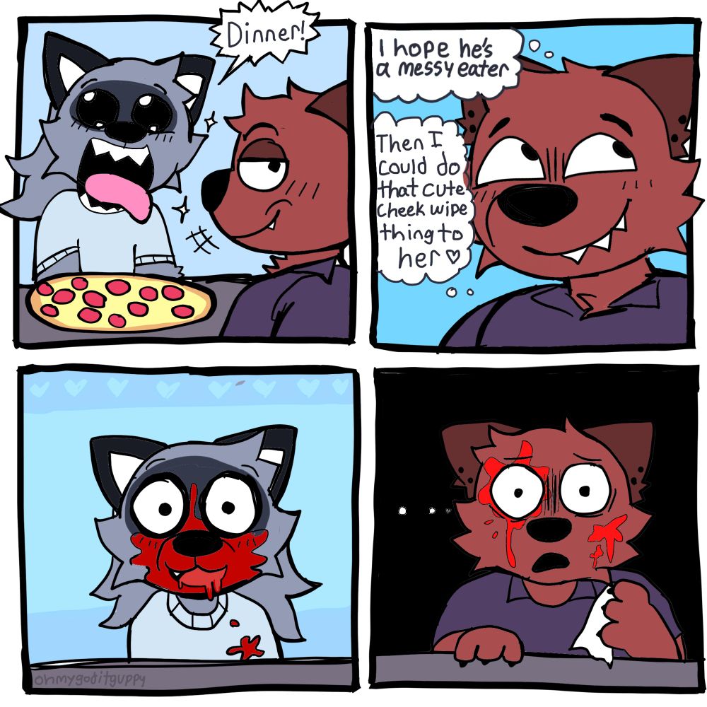 A new comic drawing by ohmygoditguppy drawn on iPhone with sketch club characters are Oliver and William #furry