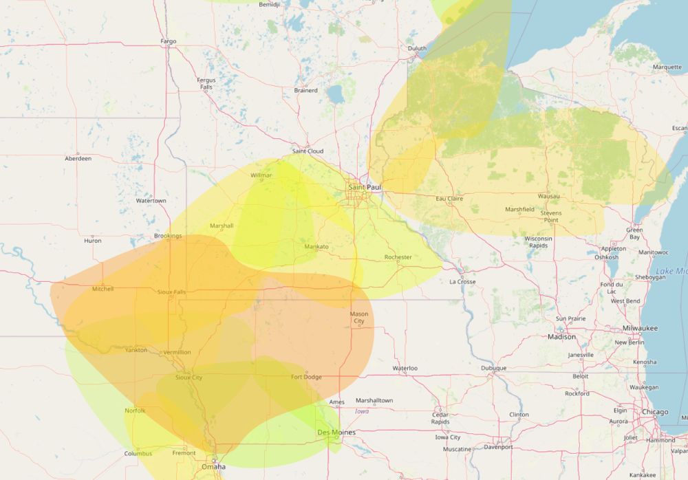Map showing current VHF propagation.