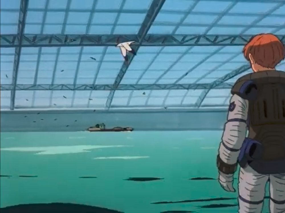 Sochie standing on the moon. By the way, there's apparently a giant fucking ocean with boats and seagulls under a blue sky on the moon.

Can't say I wasn't asking for something weird from this place