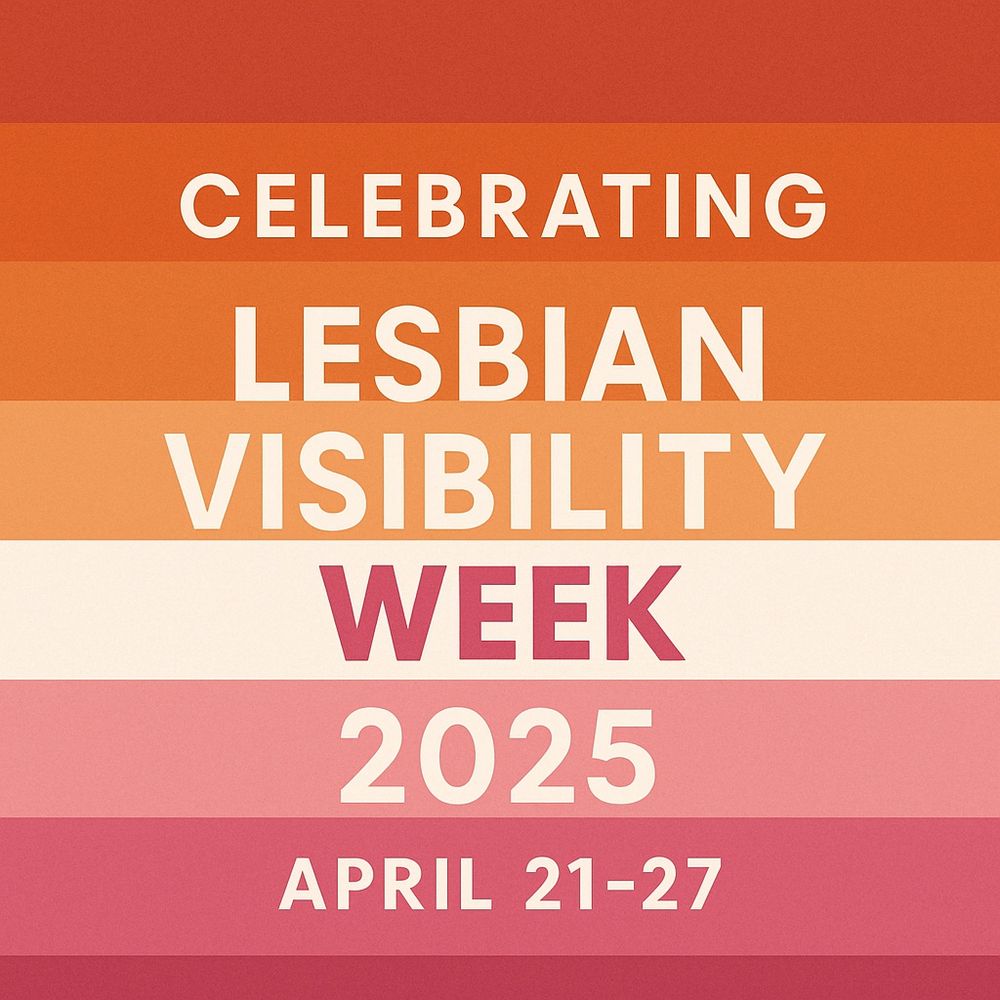 Lesbian flag with text overlay that says :- celebrating lesbian visibility week 