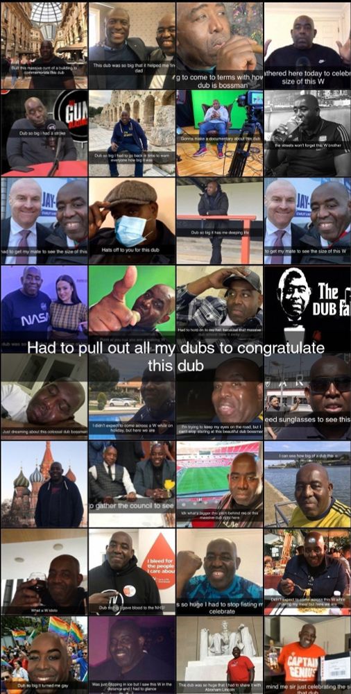 "had to pull out all my dubs to congratulate this dub" 