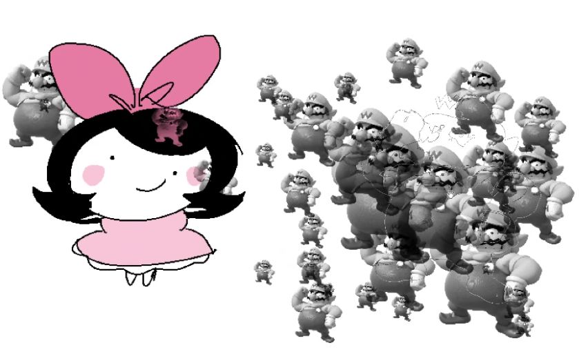 girl (the character) and many greyscale warios