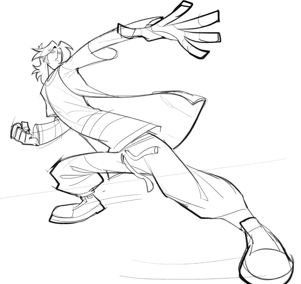 sketch of a tall guy (cedric) in a cool dynamic pose