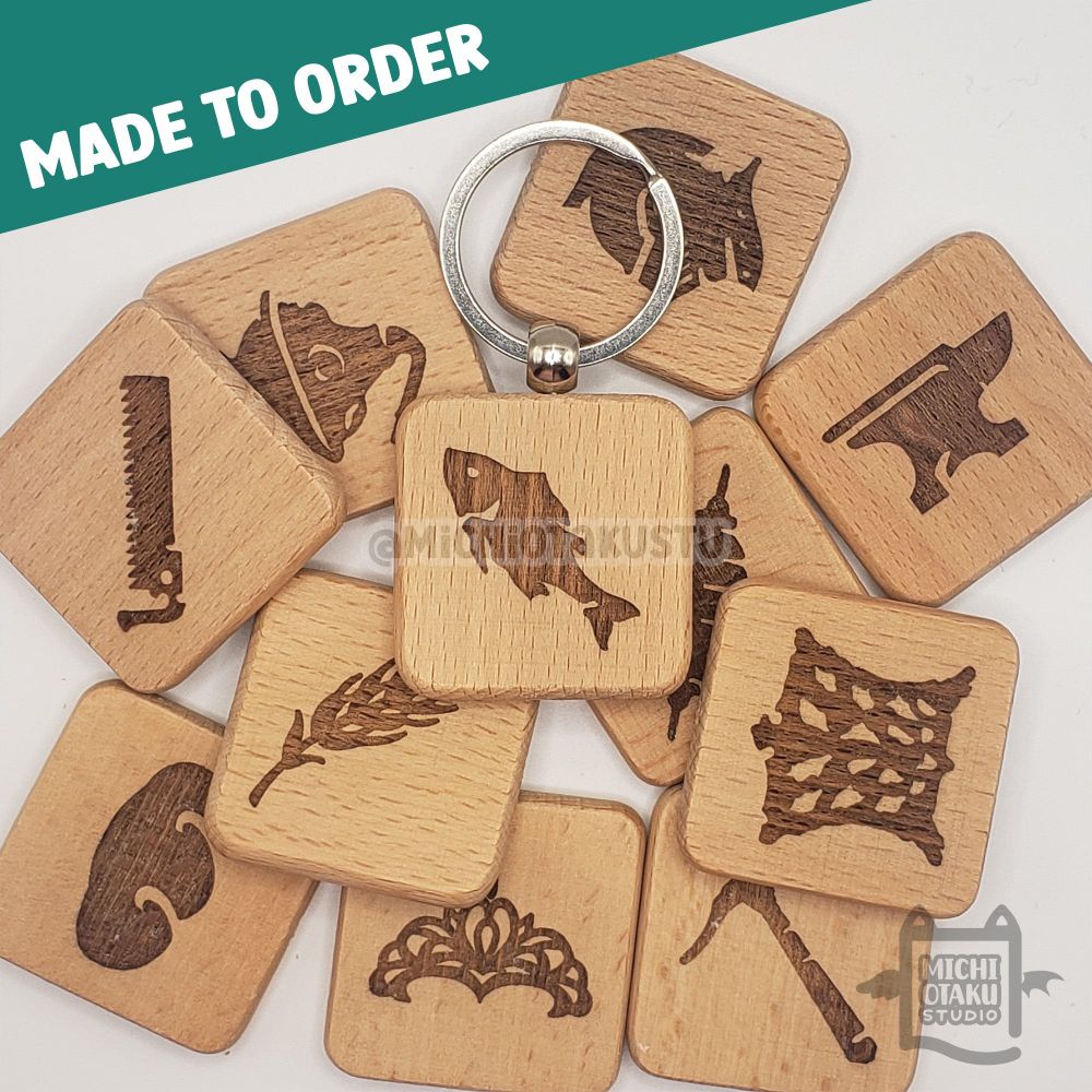 FFXIV Disciple of Hand & Land Job Icon Keychain – Personalized Wood Sq