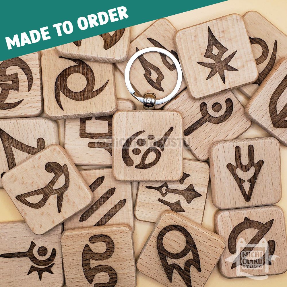 FFXIV Disciple of War & Magic Job Icon Keychain – Personalized Wood Sq