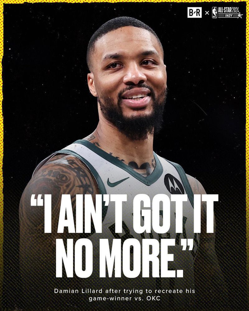 Photo of Damian Lillard with quote “I ain’t got it no more” 