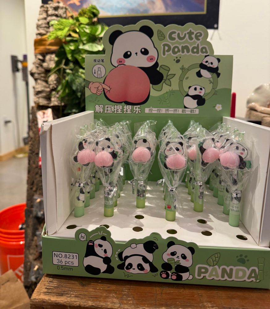 Just what it says: box of panda butt pens 