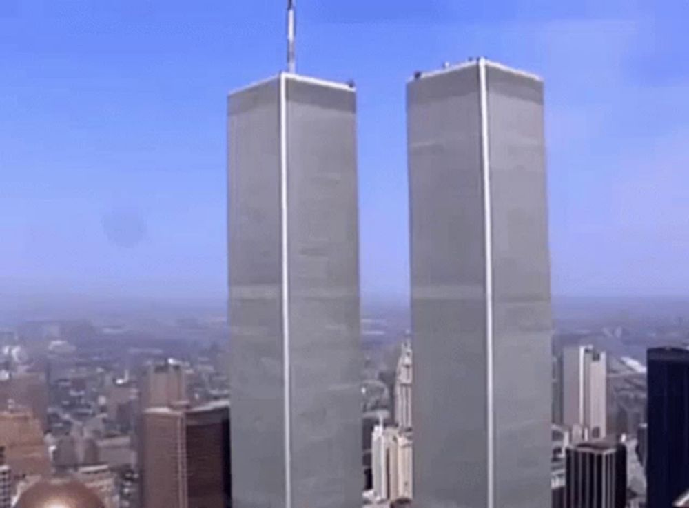 the twin towers of the world trade center are shown from above