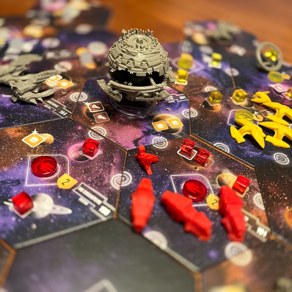 Closeup of the board game Eclipse