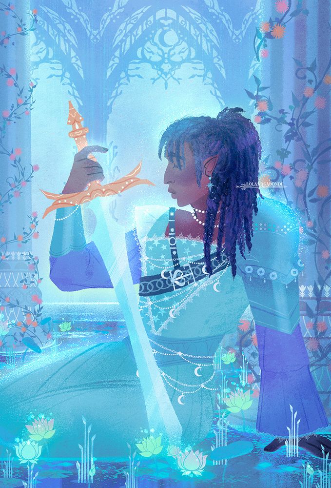 illustration of my oc zephyro from my original story les contes du nécromant. Zephyro is an half-elf, half-human and the knight-commander of the moon watchers.

He's wearing an armor with various moon and stars details, sitting in a pond with waterlillies, inside a temple. He's surrounded by two columns with vines and light pink flowers. He's holding a sword.

tag line:
#oc #ocsky #illustration #art #fantasy #fantasyart #fantasyillustration #vampire #originalart