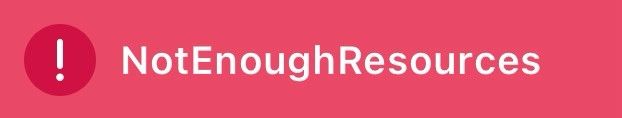 a red, warning error from bluesky saying, "Not Enough Resources."