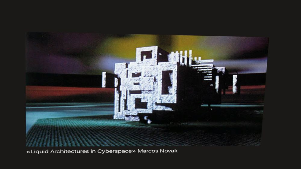 an early virtual build, "liquid architecture in cyberspace" by marcos novak