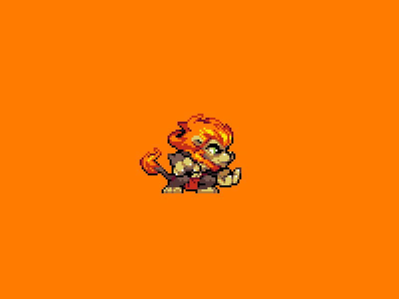 A pixel art sprite of Zetterburn from Rivals of Aether.