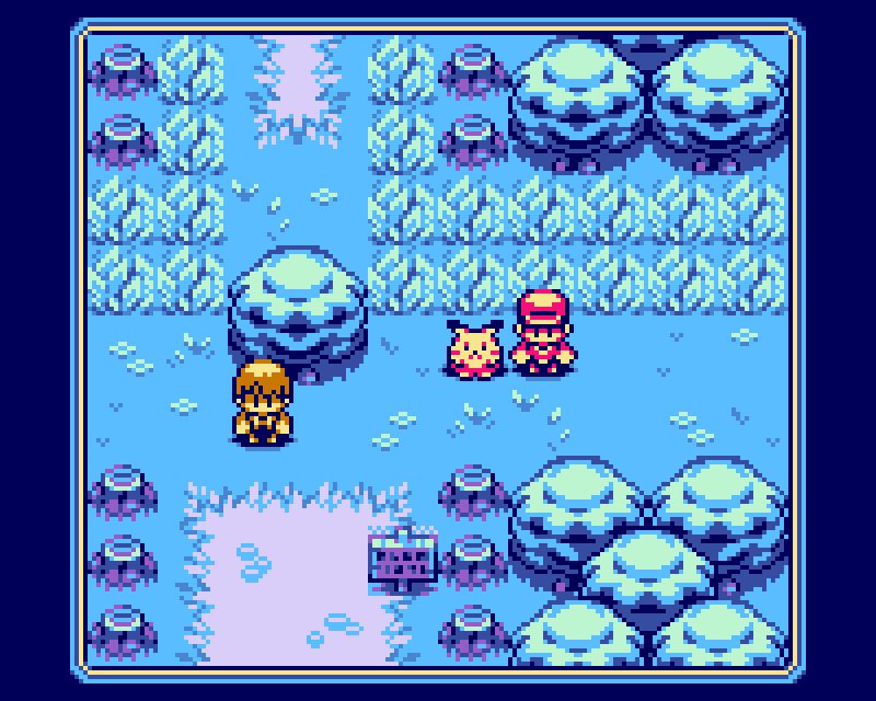 A pixel art mockup re-envisioning Viridian Forest from Pokemon Red/Blue using GBC inspired palette limitations.